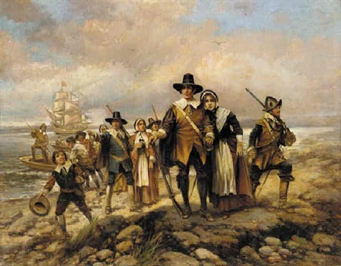 480x375 Artwork By Edward Percy Moran - Landing Of The Pilgrims Painting