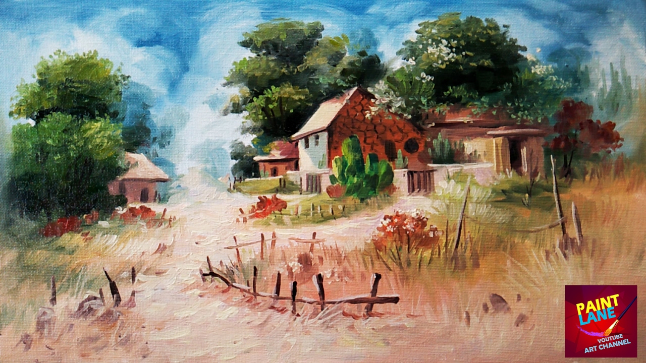 1280x720 How To Paint A Simple Landscape With Oil Colors On Canvas - Landscape Oil Painting On Canvas
