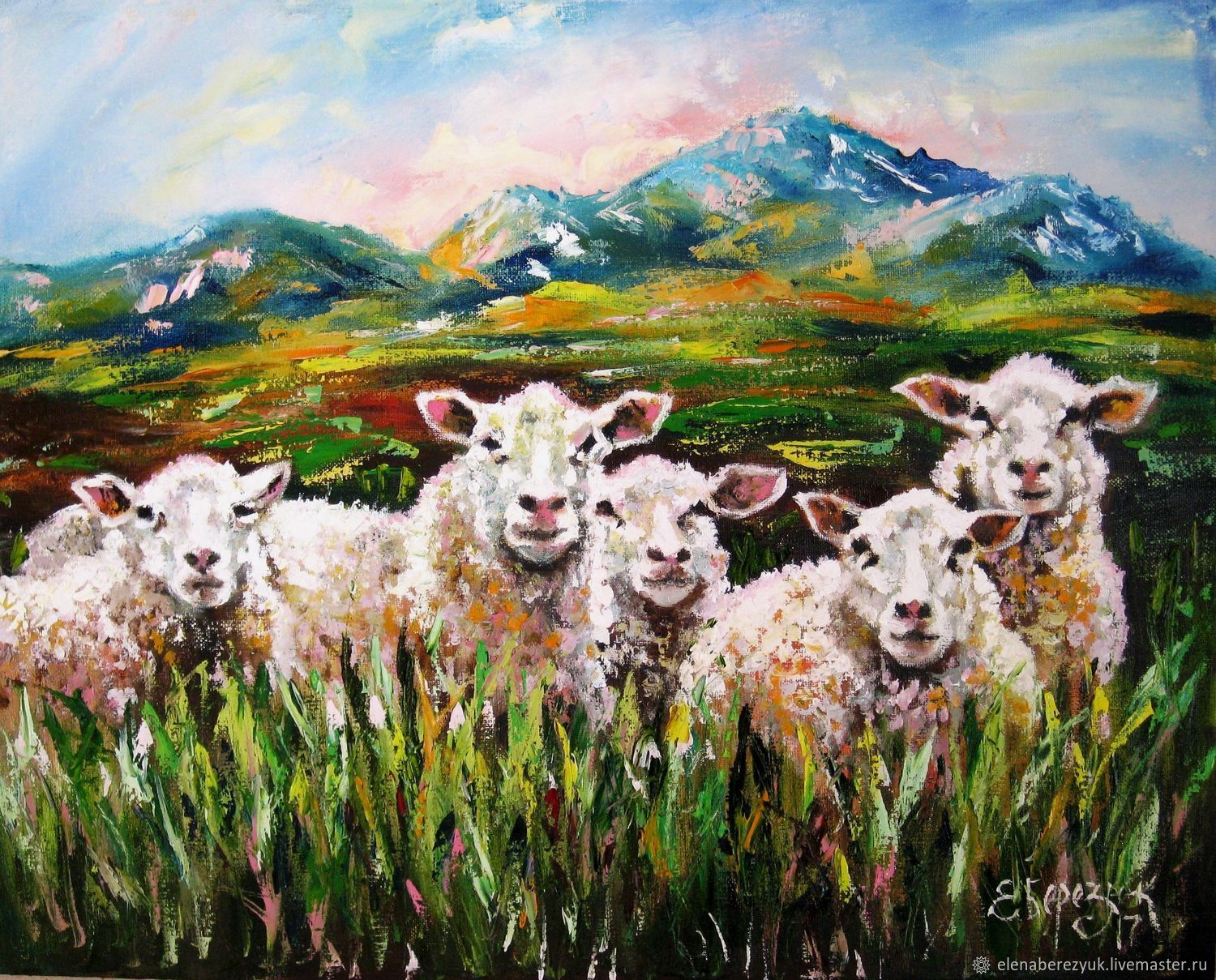 1500x1209 Landscape Oil Painting On Canvas Alps Mountain Sheep Painting - Landscape Oil Painting On Canvas