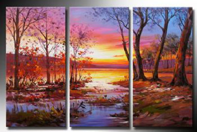400x267 Sunrise Modern Canvas Art Wall Decor Landscape Oil Painting Wall - Landscape Oil Painting On Canvas