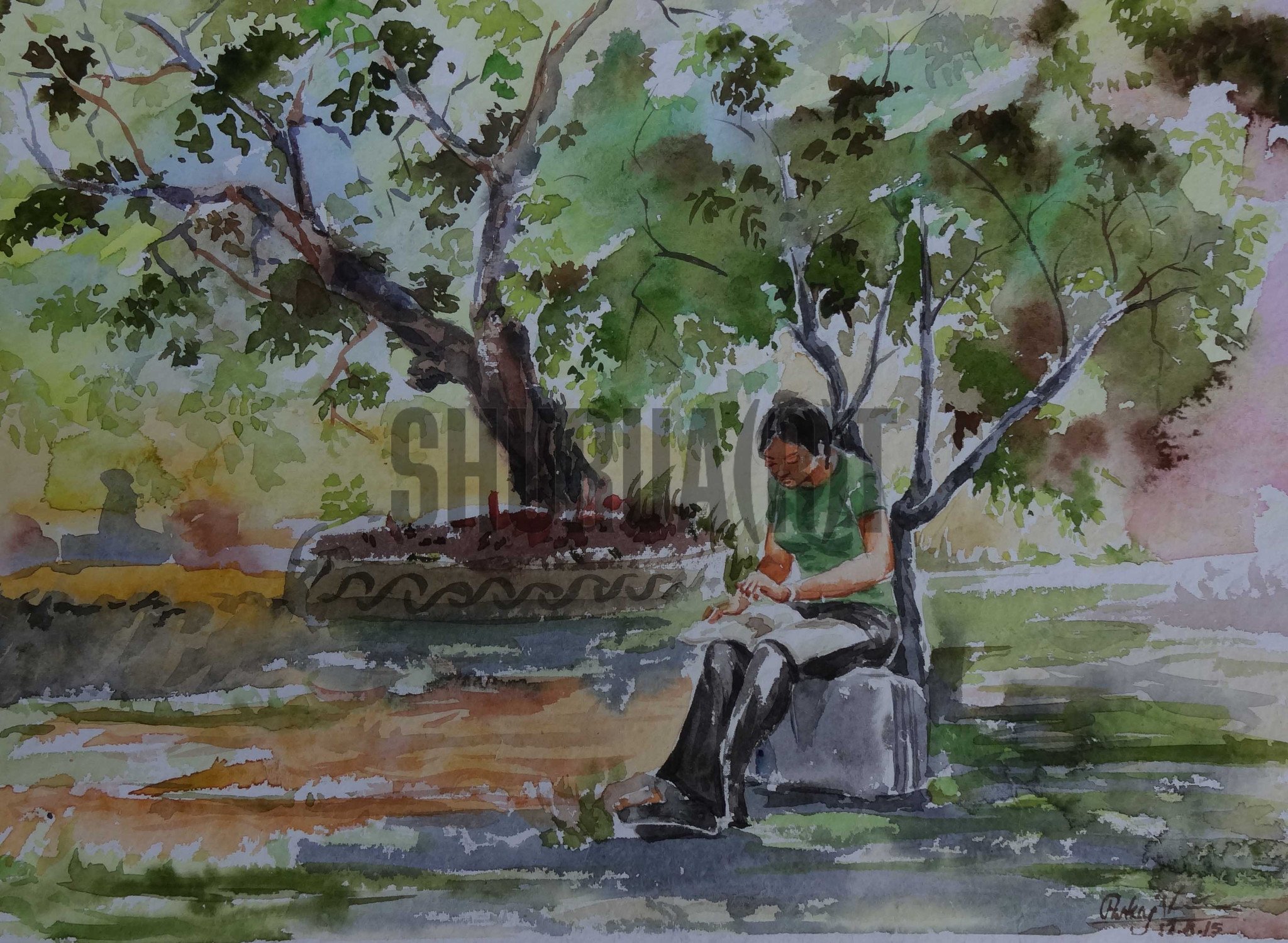 2048x1500 Landscape Painting Of A Park In Banaras Hindu University Shurua(R)t - Landscape Painting Images