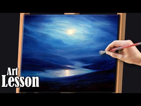 480x360 Landscape Painting Demo A Full Moon Night - Landscape Painting Night