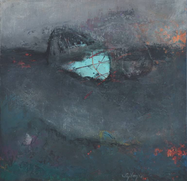 770x743 Saatchi Art Night Landscape Painting By Sejben Lajos - Landscape Painting Night