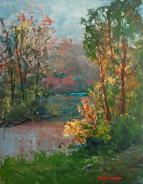467x600 Fine Art By Pat Koscienski Stoney Creek - Landscape Painting With Palette Knife