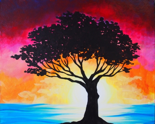500x399 Fatboys Southern Smokehouse 07042018 Paint Nite Event - Landscape Silhouette Painting