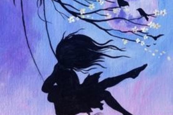 555x370 Landscape Silhouette Canvas Painting - Landscape Silhouette Painting