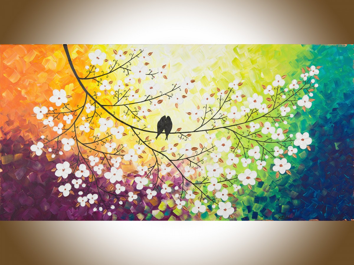 1200x900 Colors Of Love By Qiqigallery 48 X 24 Original Modern Abstract - Landscape Wall Painting