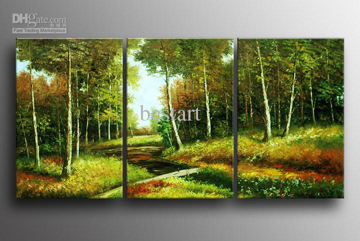 720x482 2018 Hand Painted Wall Art Wood Road Landscape Oil Paintings - Landscape Wall Painting