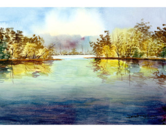 340x270 Items Similar To Watercolor Landscape Painting Print Fall Trees - Landscape Water Painting