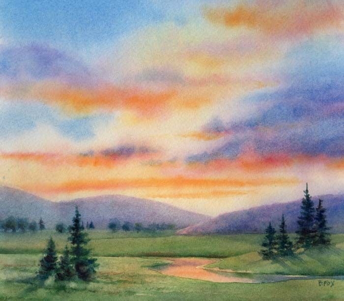 700x614 Easy Watercolor Paintings Daily Paintings Evening Blessing - Landscape Water Painting