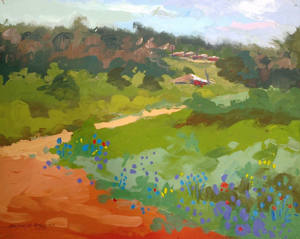 964x768 Sweet An African Landscape On Poster Colour - Landscaping Painting Pictures