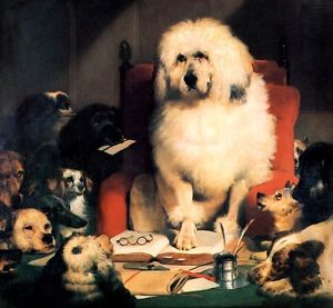 300x277 Dogs Meeting Laying Down The Law Animal Painting By Edwin Landseer - Landseer Painting