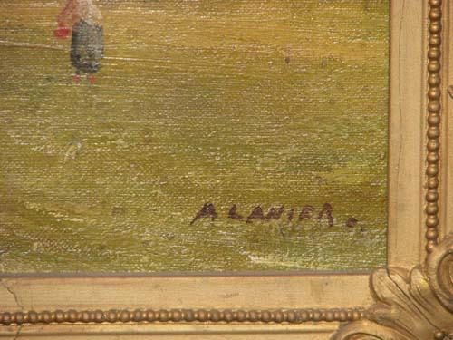 500x375 A Lanier Oil Painting Landscape With Haystacks - Lanier Painting