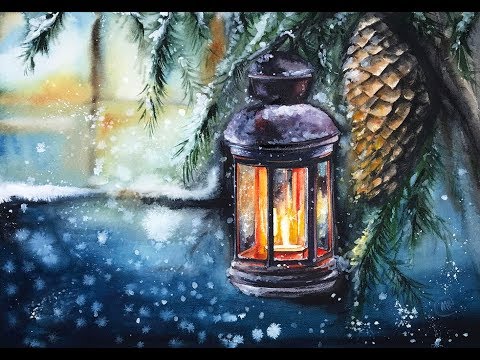 480x360 Lantern In Watercolors Painting Tutorial - Lantern Painting