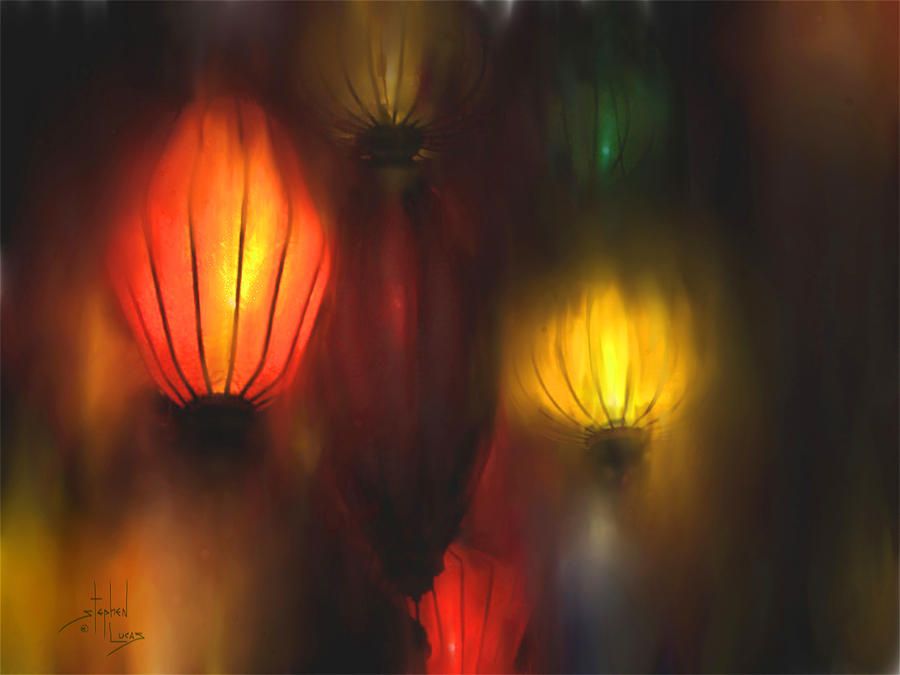 900x675 Orange Lantern Painting Stephen Lucas Art Orange - Lantern Painting