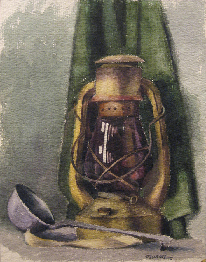 706x900 Still Life With Lantern Painting By Charles Vernon Moran - Lantern Painting