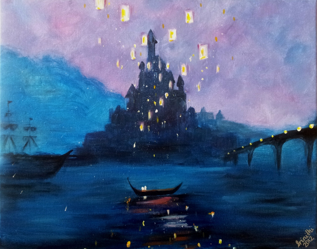 1078x846 Tangled The Lantern Scene Sri's Arts - Lantern Painting