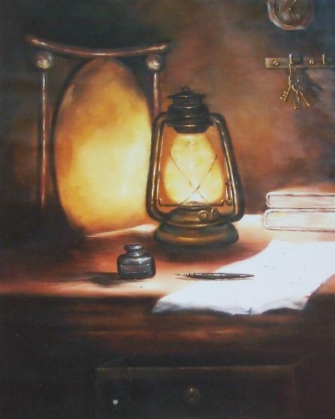 479x599 Lantern And Ink Painting By Dipak Roy - Lantern Painting