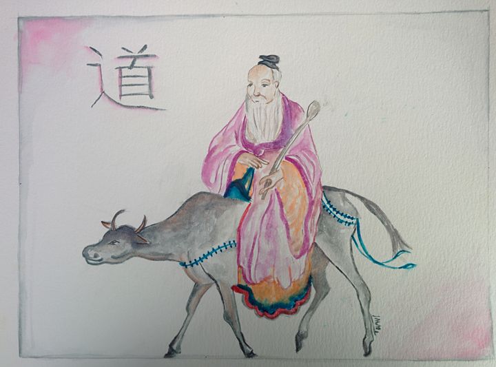 720x533 Lao Tzu On Water Buffalo - Lao Tzu Painting