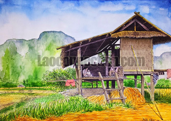700x498 Same Image Real Photo Vs. Painting - Laos Painting