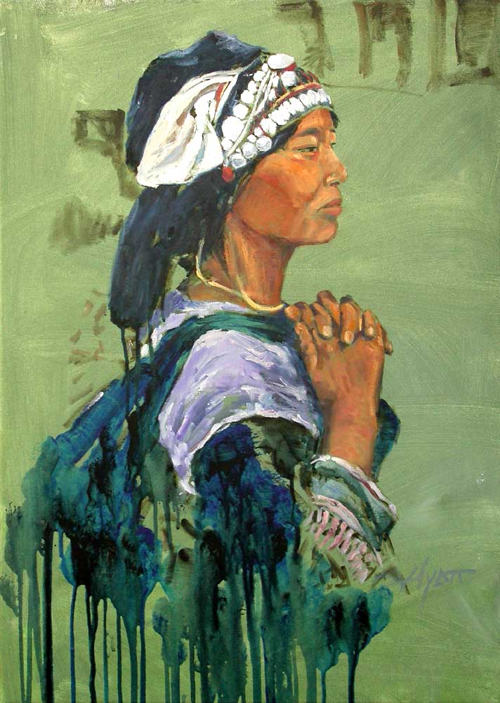 712x1000 Laos Lady By Hyatt Moore - Laos Painting