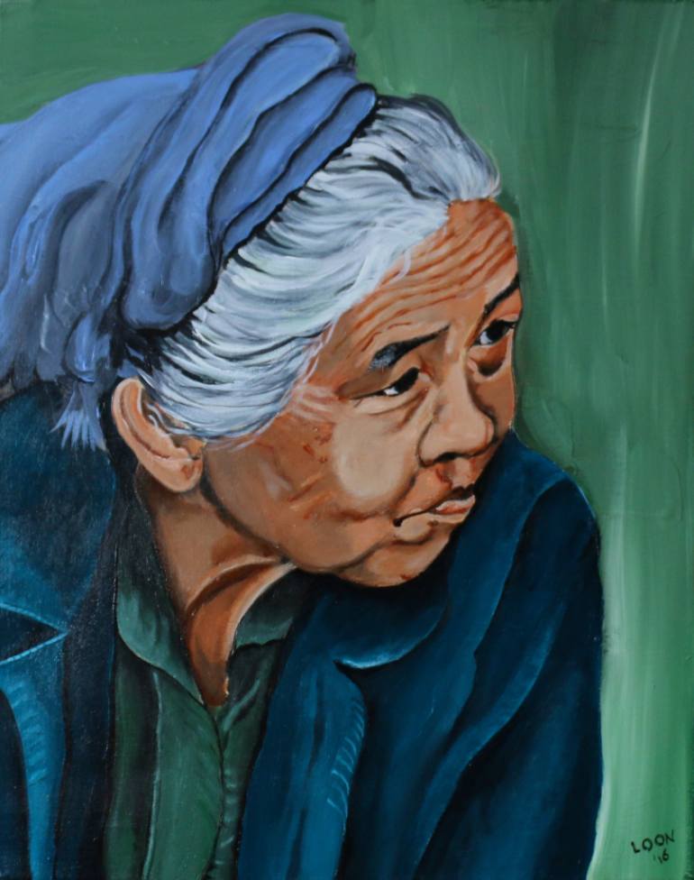 770x976 Saatchi Art Old Woman In Laos Painting By Ilona Van Burgel - Laos Painting