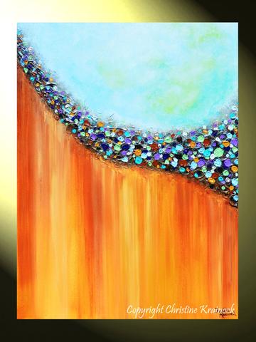 360x480 Giclee Print Art Large Abstract Painting Aqua Blue Canvas Prints - Large Abstract Painting