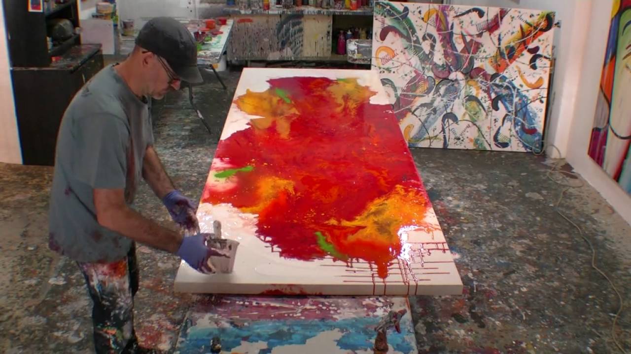 1280x720 How To Paint Large Abstract Fluid Artworks Demo Art Lesson Ideas - Large Acrylic Painting