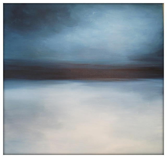 640x606 Large Abstract Painting On Canvas Modern Acrylic Skyline 36x36 - Large Acrylic Painting