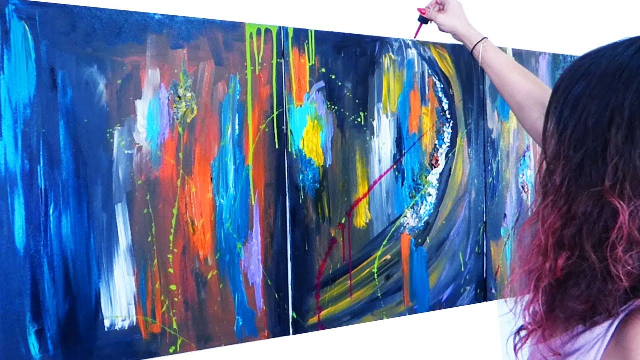 1280x720 Abstract Acrylic Painting Demo On Large Canvas - Large Acrylic Painting