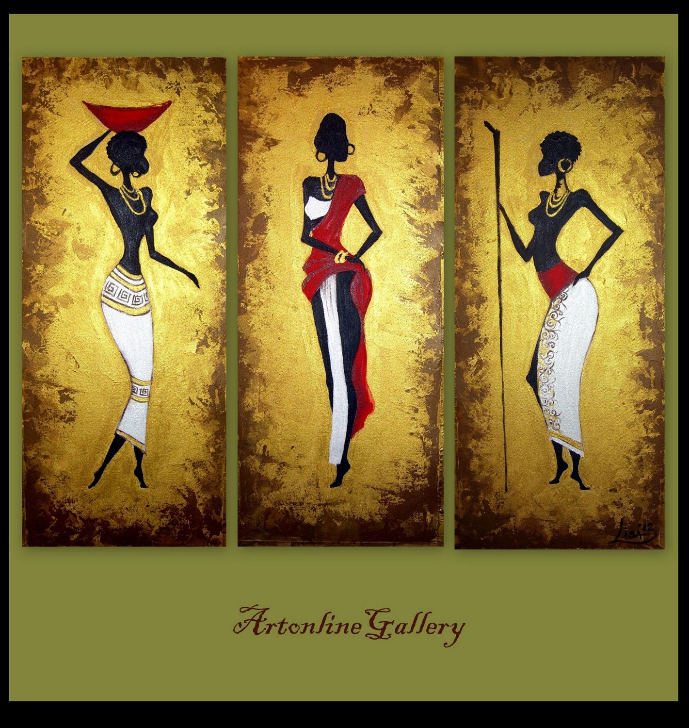 1421x1500 Original Painting African Women - Large African Woman Painting