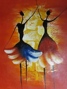 225x300 Abstract Colourful Woman Large Oil Painting Canvas Original - Large African Woman Painting