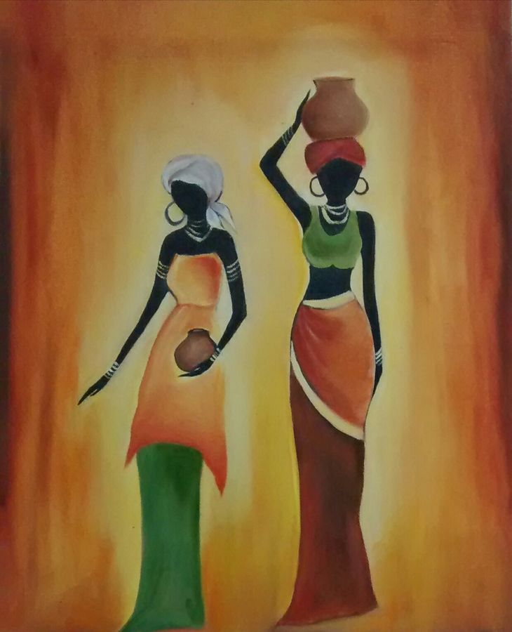 730x900 African Ladies Painting By Artist Smriti Sharma - Large African Woman Painting