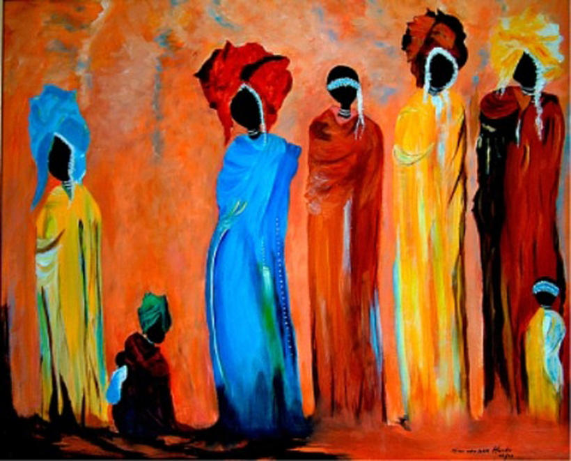 820x661 African Women Painting By Nico Van Der Hoven - Large African Woman Painting