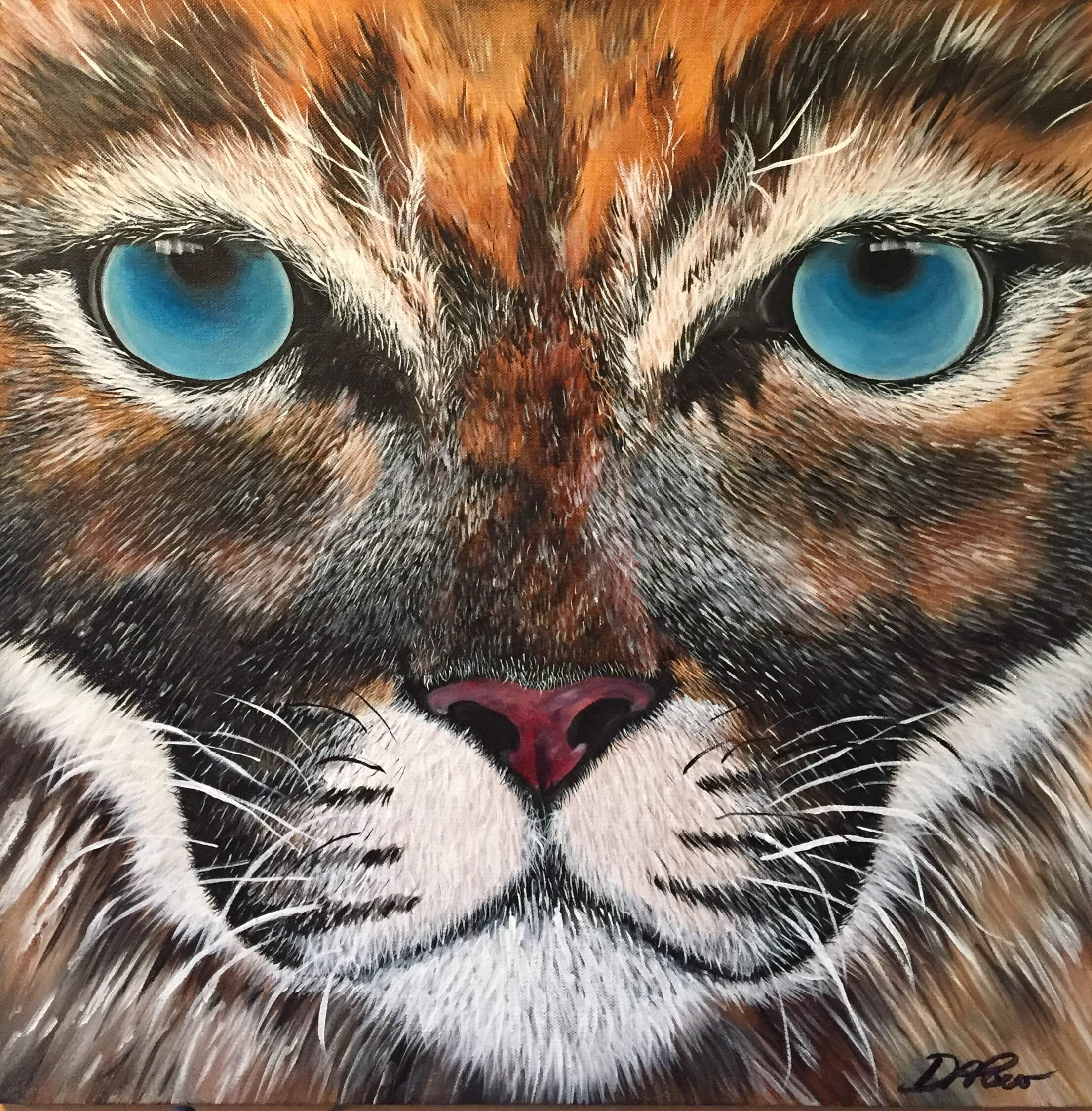 2212x2250 Cougar, Large Cat Painting Wall Art - Large Cat Painting