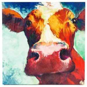 300x300 Large Cow Canvas Wall Art Hand Painted Large Piece Farmhouse Decor - Large Cow Painting