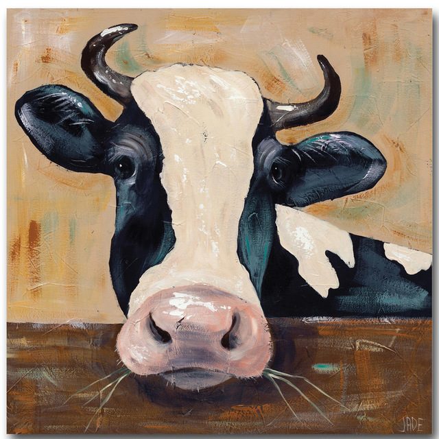 640x640 Large Size Printing Oil Painting Wall Painting Cow Portrait - Large Cow Painting