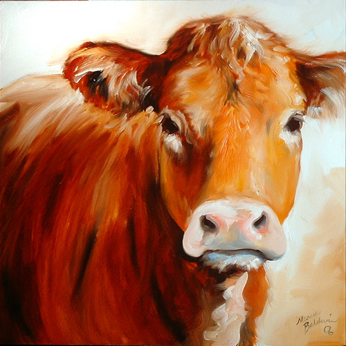 500x500 Painting Cow 1818 (Original Art By Marcia Baldwin) - Large Cow Painting