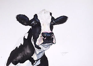 300x211 Christmas Original Watercolour Painting New Large Cow Abstract - Large Cow Painting
