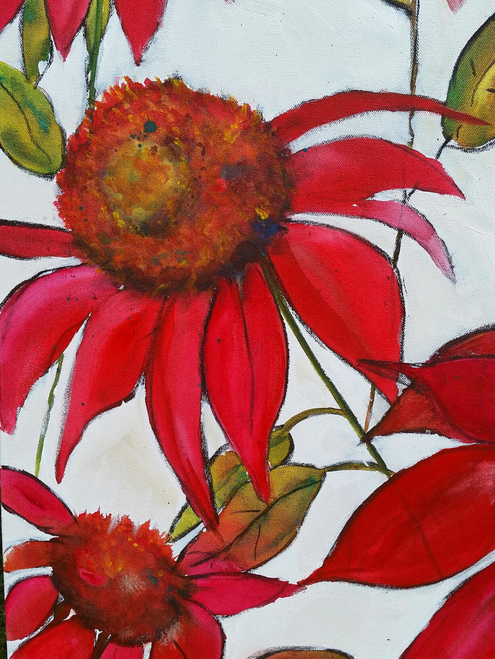 1000x1331 Love, Red Flowers, Large Floral Painting, 30 X 40 Mixed Media - Large Floral Painting
