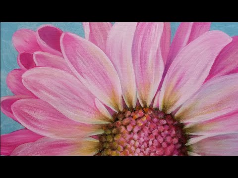 480x360 Pink Daisy Large Floral Acrylic Painting Tutorial Live - Large Floral Painting