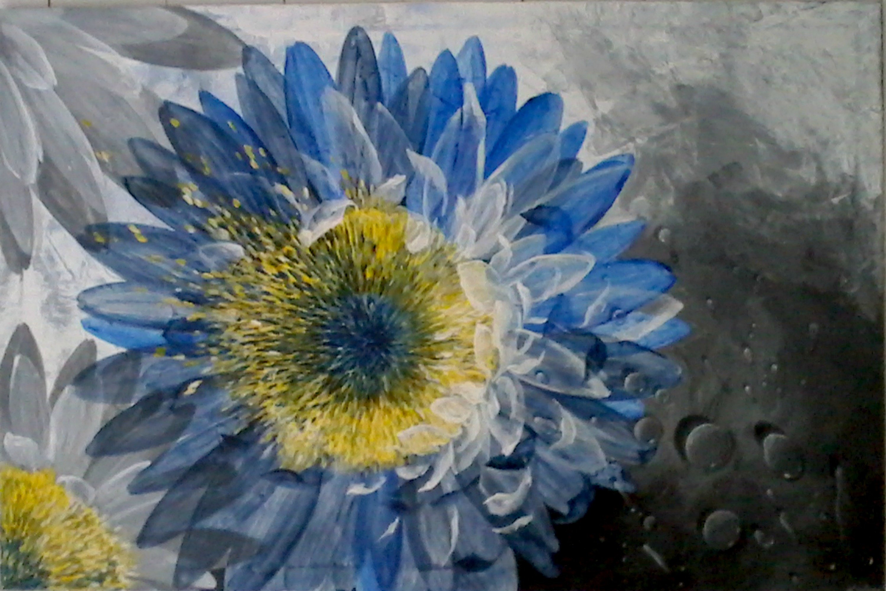 3000x2003 Floral Painting With Large Flower. Wall Art Painting. Original - Large Flower Painting