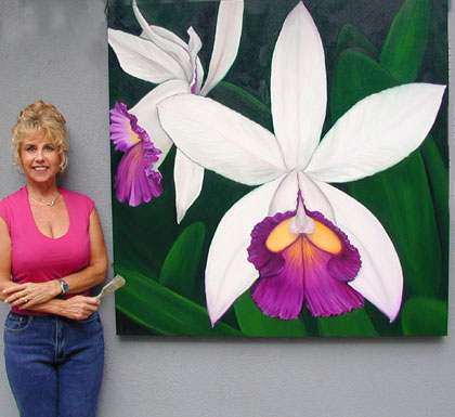 420x385 Orchid Paintings In Oil By Key West Artist Janis Stevens - Large Flower Painting