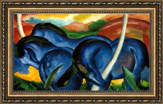 570x363 Franz Marc The Large Blue Horses Framed Painting For Sale - Large Framed Painting