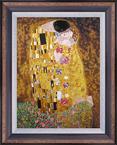 405x500 King Silk Art 100% Handmade Embroidery Large Framed The Kiss Klimt - Large Framed Painting