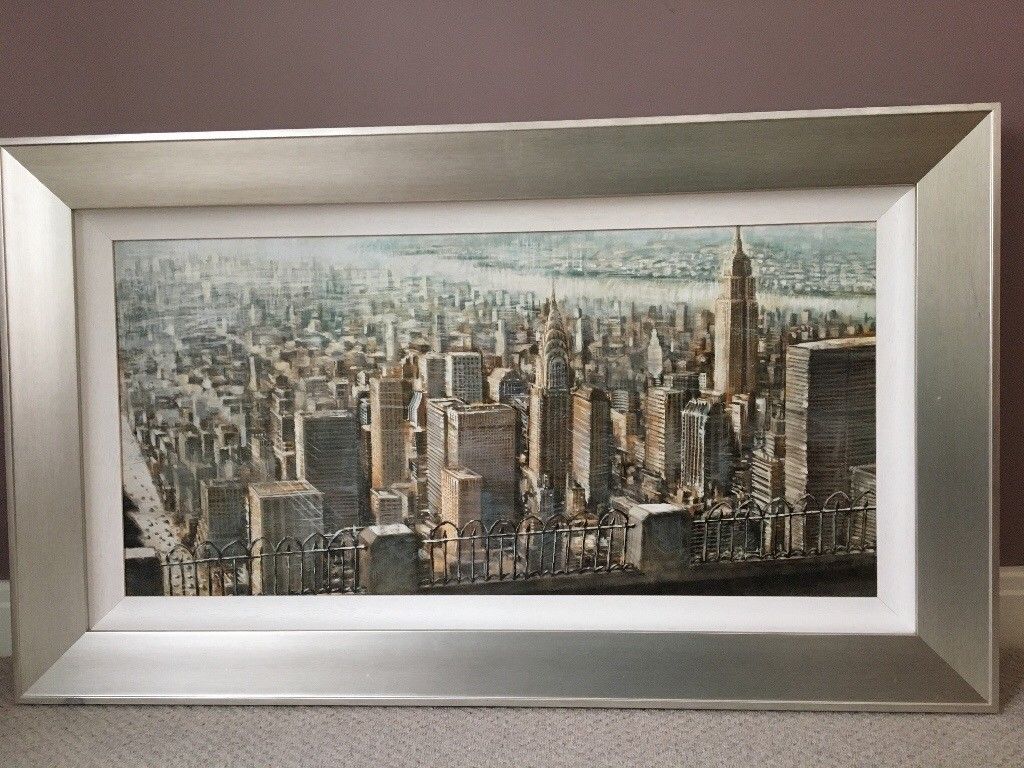 1024x768 Large Framed Painting Of New York Skyline In New Mill, West - Large Framed Painting