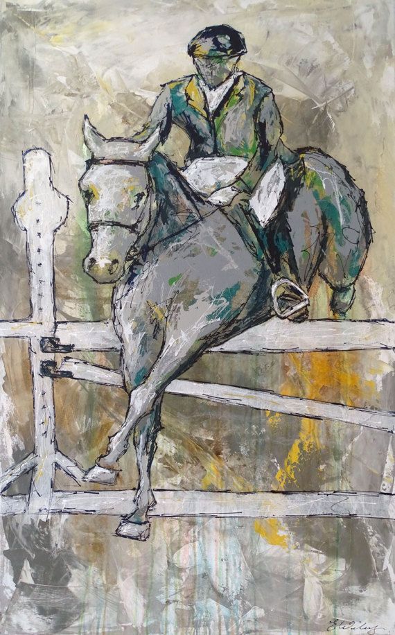 570x916 Large Horse Painting, Equestrian, Original Jumping Horse Painting - Large Horse Painting