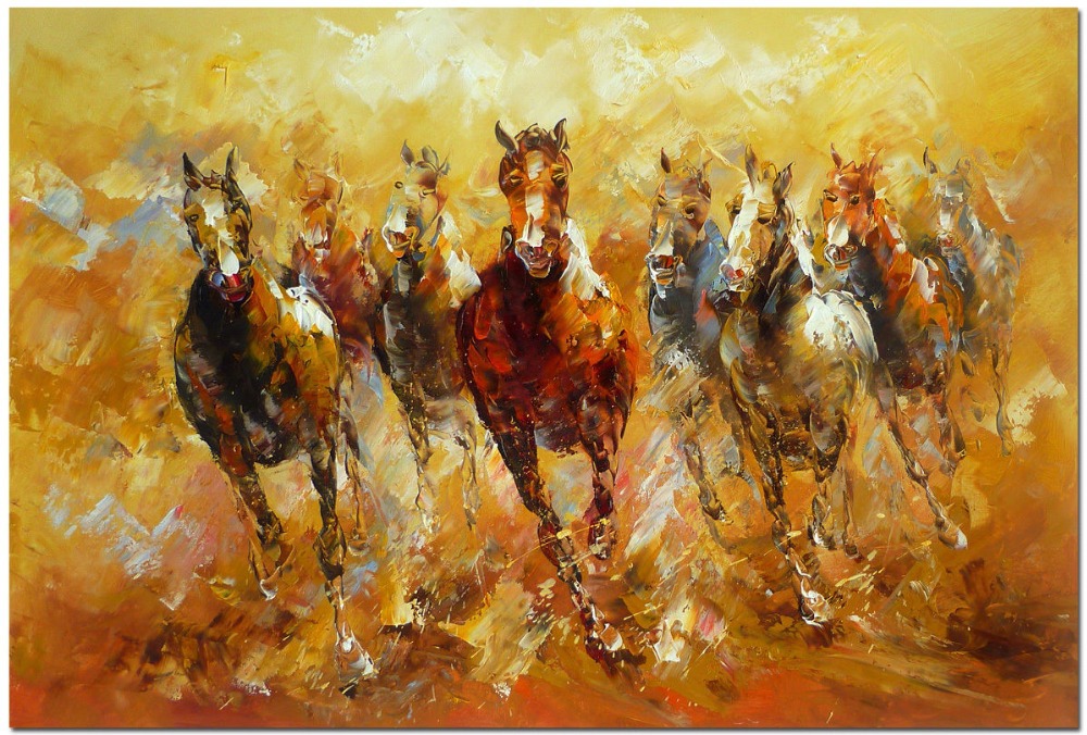 1000x676 Large Original Horse Oil Painting On Canvas Textured With Palette - Large Horse Painting