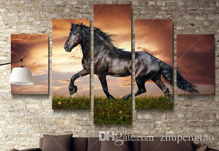 451x312 Best Unframe 5 Panel Modern Printed Large Horse Painting Picture - Large Horse Painting