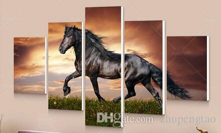 440x266 Unframe 5 Panel Modern Printed Large Horse Painting Picture - Large Horse Painting